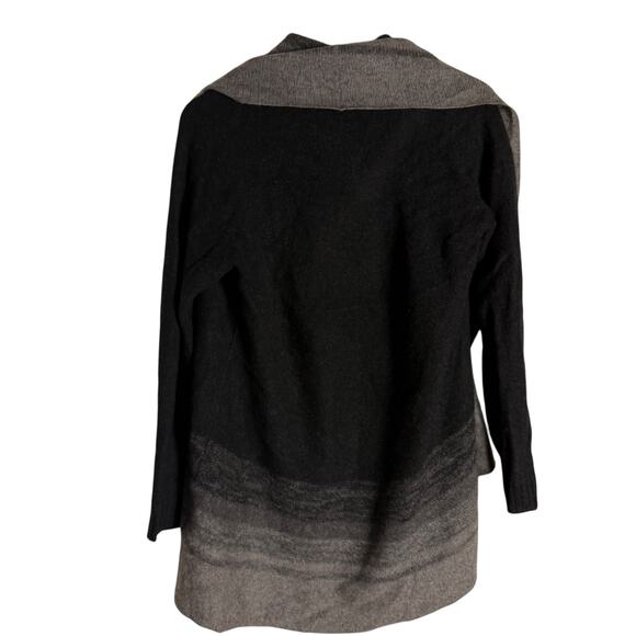 Eileen Fisher Black Gray Ombre Knit Open Front Yak Wool Silk Cardigan Sweater M - Picture 7 of 9